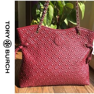 Tory Burch Red Agate Marion Quilted Leather Tote